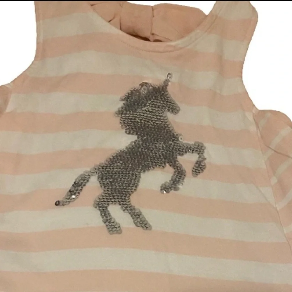 Tommy Bahama Girls Size 4 Pink & White Striped Unicorn Sequin Dress & Headband